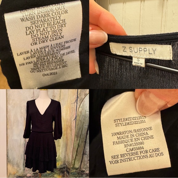 Z Supply Stella Solid Mini Dress in Black Size Small - Picture 6 of 13